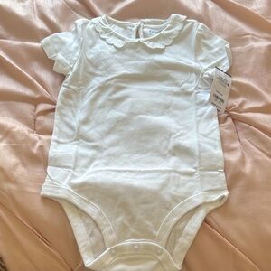 Oshkosh White Ruffled Collar Baby Onesie